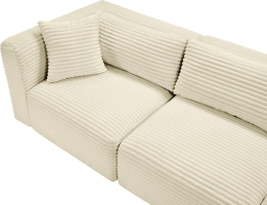 Meridian Furniture - Shaggy 140" Cream Corduroy Performance Fabric Upholstered 5 pc. Sectional - 641Cream-Sec5B - GreatFurnitureDeal