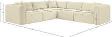 Meridian Furniture - Shaggy 109" Cream Corduroy Performance Fabric Upholstered 5 pc. Sectional - 641Cream-Sec5C - GreatFurnitureDeal