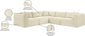 Meridian Furniture - Shaggy 109" Cream Corduroy Performance Fabric Upholstered 5 pc. Sectional - 641Cream-Sec5C - GreatFurnitureDeal