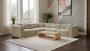 Meridian Furniture - Shaggy 109" Cream Corduroy Performance Fabric Upholstered 5 pc. Sectional - 641Cream-Sec5C - GreatFurnitureDeal