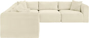 Meridian Furniture - Shaggy 109" Cream Corduroy Performance Fabric Upholstered 5 pc. Sectional - 641Cream-Sec5C - GreatFurnitureDeal
