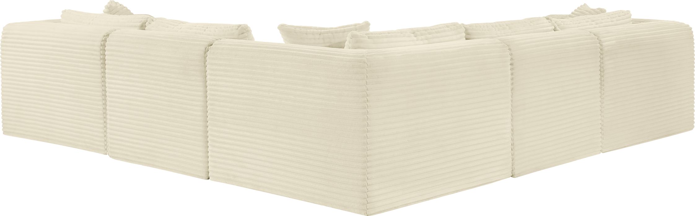 Meridian Furniture - Shaggy 109" Cream Corduroy Performance Fabric Upholstered 5 pc. Sectional - 641Cream-Sec5C - GreatFurnitureDeal