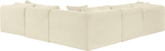 Meridian Furniture - Shaggy 109" Cream Corduroy Performance Fabric Upholstered 5 pc. Sectional - 641Cream-Sec5C - GreatFurnitureDeal