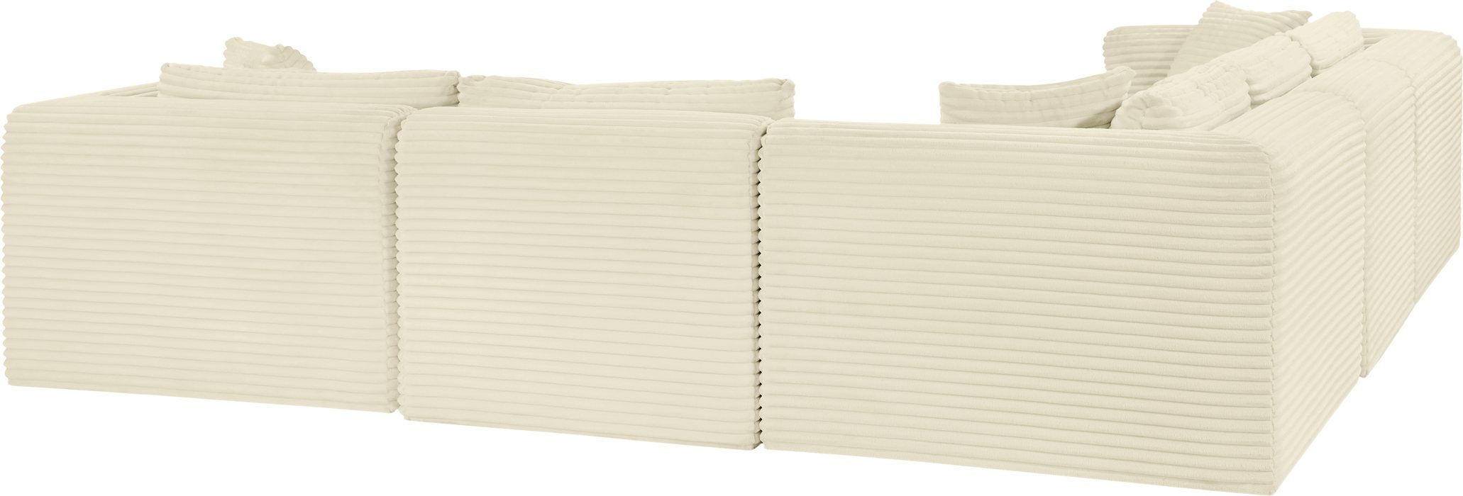 Meridian Furniture - Shaggy 109" Cream Corduroy Performance Fabric Upholstered 5 pc. Sectional - 641Cream-Sec5C - GreatFurnitureDeal