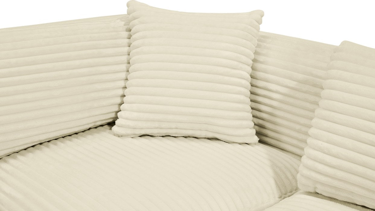 Meridian Furniture - Shaggy 140" Cream Corduroy Performance Fabric Upholstered 6 pc. Sectional - 641Cream-Sec6A - GreatFurnitureDeal