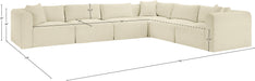 Meridian Furniture - Shaggy 140" Cream Corduroy Performance Fabric Upholstered 6 pc. Sectional - 641Cream-Sec6A - GreatFurnitureDeal