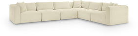 Meridian Furniture - Shaggy 140" Cream Corduroy Performance Fabric Upholstered 6 pc. Sectional - 641Cream-Sec6A - GreatFurnitureDeal
