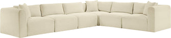 Meridian Furniture - Shaggy 140" Cream Corduroy Performance Fabric Upholstered 6 pc. Sectional - 641Cream-Sec6A - GreatFurnitureDeal