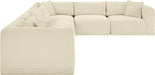 Meridian Furniture - Shaggy 140" Cream Corduroy Performance Fabric Upholstered 6 pc. Sectional - 641Cream-Sec6A - GreatFurnitureDeal