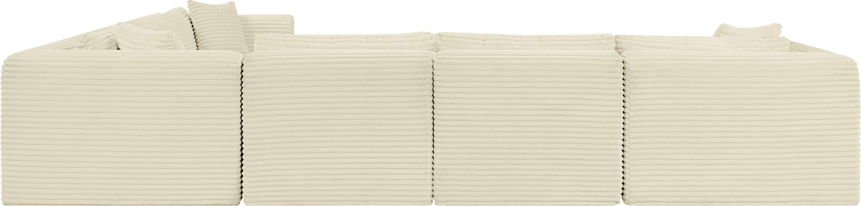 Meridian Furniture - Shaggy 140" Cream Corduroy Performance Fabric Upholstered 6 pc. Sectional - 641Cream-Sec6A - GreatFurnitureDeal