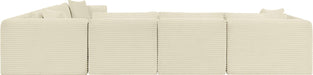 Meridian Furniture - Shaggy 140" Cream Corduroy Performance Fabric Upholstered 6 pc. Sectional - 641Cream-Sec6A - GreatFurnitureDeal