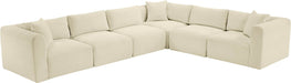 Meridian Furniture - Shaggy 140" Cream Corduroy Performance Fabric Upholstered 6 pc. Sectional - 641Cream-Sec6A - GreatFurnitureDeal