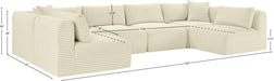 Meridian Furniture - Shaggy 140" Cream Corduroy Performance Fabric Upholstered 6 pc. Sectional - 641Cream-Sec6B - GreatFurnitureDeal