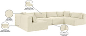 Meridian Furniture - Shaggy 140" Cream Corduroy Performance Fabric Upholstered 6 pc. Sectional - 641Cream-Sec6B - GreatFurnitureDeal