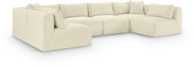 Meridian Furniture - Shaggy 140" Cream Corduroy Performance Fabric Upholstered 6 pc. Sectional - 641Cream-Sec6B - GreatFurnitureDeal