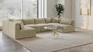 Meridian Furniture - Shaggy 140" Cream Corduroy Performance Fabric Upholstered 6 pc. Sectional - 641Cream-Sec6B - GreatFurnitureDeal