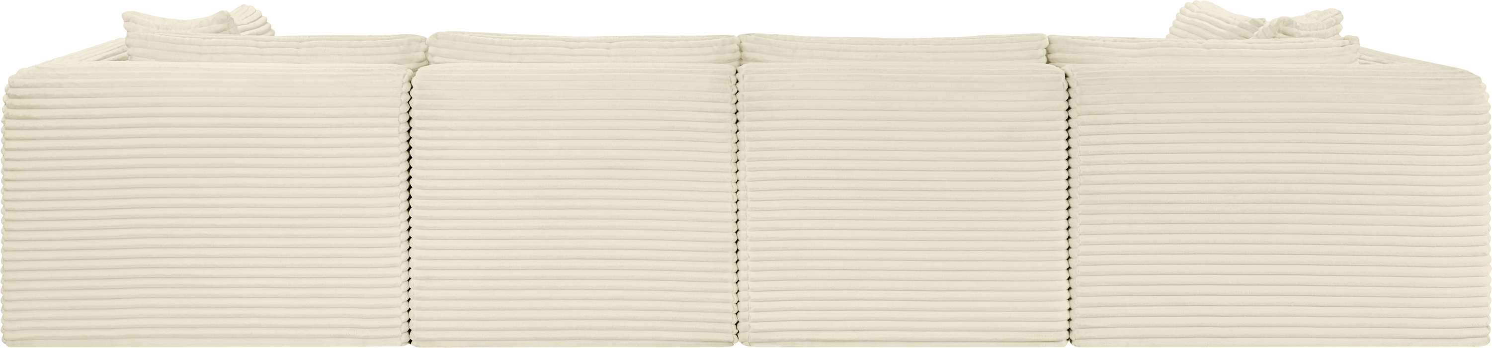 Meridian Furniture - Shaggy 140" Cream Corduroy Performance Fabric Upholstered 6 pc. Sectional - 641Cream-Sec6B - GreatFurnitureDeal