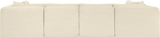 Meridian Furniture - Shaggy 140" Cream Corduroy Performance Fabric Upholstered 6 pc. Sectional - 641Cream-Sec6B - GreatFurnitureDeal
