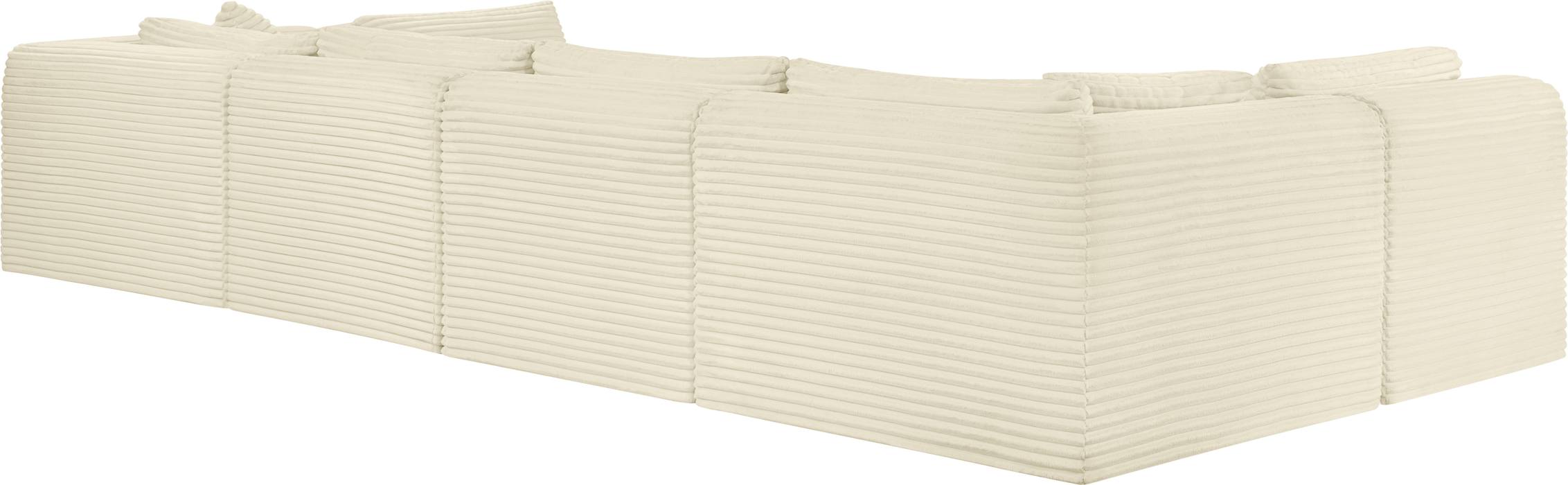 Meridian Furniture - Shaggy 140" Cream Corduroy Performance Fabric Upholstered 6 pc. Sectional - 641Cream-Sec6B - GreatFurnitureDeal