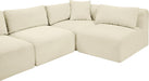 Meridian Furniture - Shaggy 140" Cream Corduroy Performance Fabric Upholstered 6 pc. Sectional - 641Cream-Sec6B - GreatFurnitureDeal