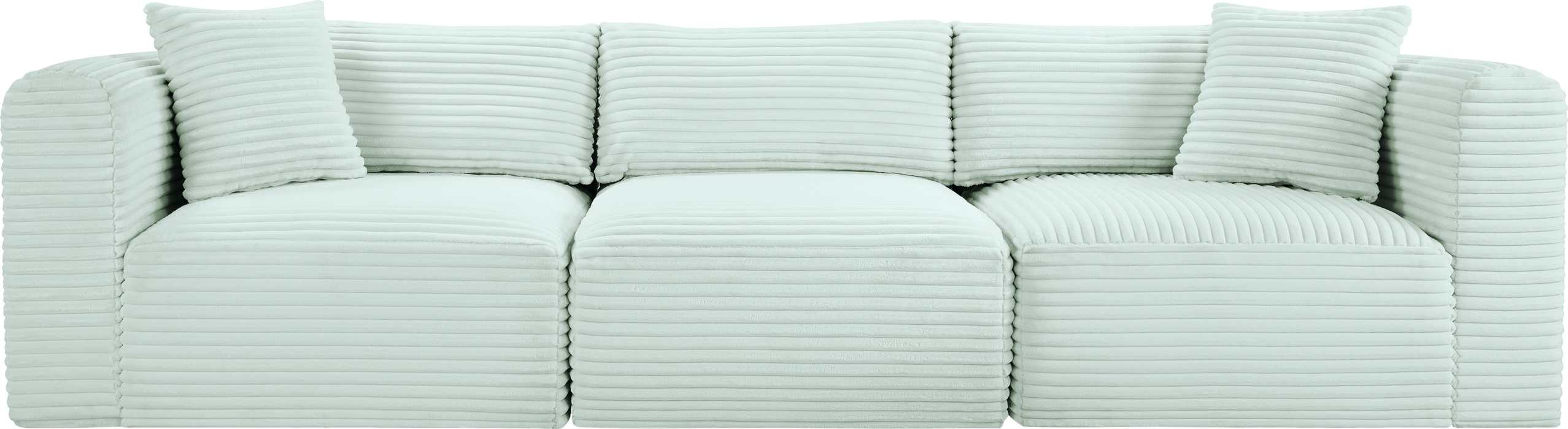 Meridian Furniture - Shaggy 109" Mint Corduroy Performance Fabric Upholstered 3 pc. Sofa - 641Mint-S109 - GreatFurnitureDeal