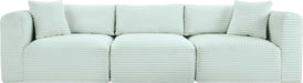 Meridian Furniture - Shaggy 109" Mint Corduroy Performance Fabric Upholstered 3 pc. Sofa - 641Mint-S109 - GreatFurnitureDeal