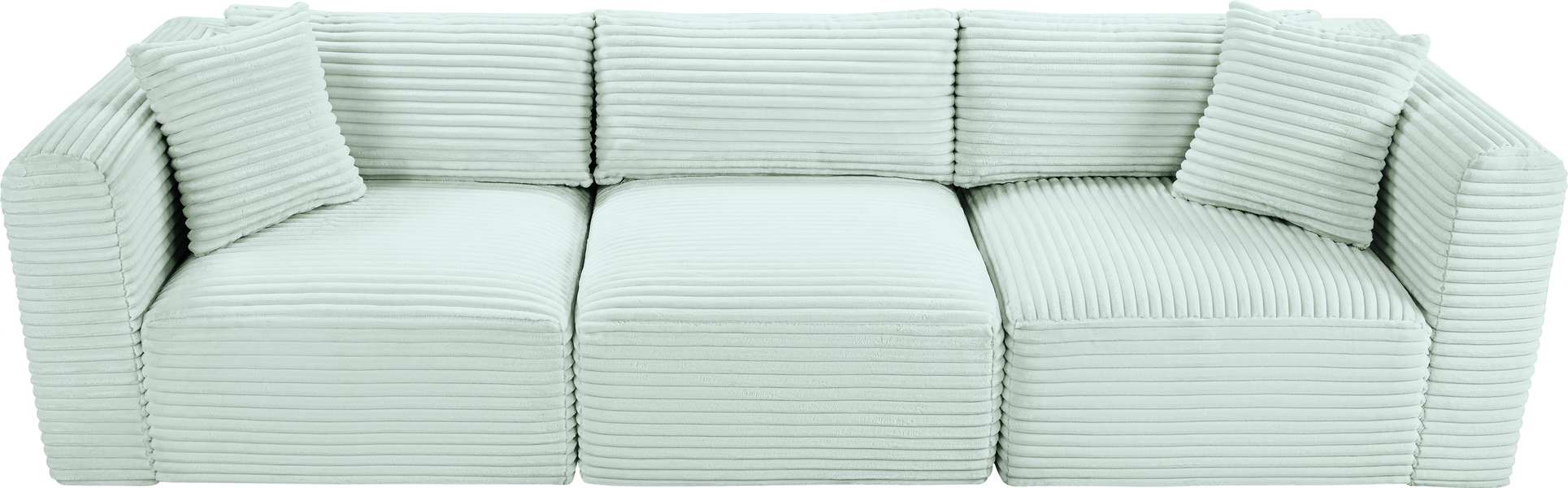 Meridian Furniture - Shaggy 109" Mint Corduroy Performance Fabric Upholstered 3 pc. Sofa - 641Mint-S109 - GreatFurnitureDeal
