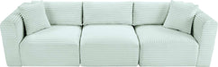 Meridian Furniture - Shaggy 109" Mint Corduroy Performance Fabric Upholstered 3 pc. Sofa - 641Mint-S109 - GreatFurnitureDeal