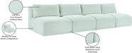 Meridian Furniture - Shaggy 124" Mint Corduroy Performance Fabric Upholstered 4 pc. Armless Sofa - 641Mint-S124 - GreatFurnitureDeal
