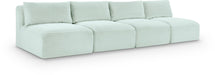 Meridian Furniture - Shaggy 124" Mint Corduroy Performance Fabric Upholstered 4 pc. Armless Sofa - 641Mint-S124 - GreatFurnitureDeal