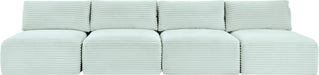 Meridian Furniture - Shaggy 124" Mint Corduroy Performance Fabric Upholstered 4 pc. Armless Sofa - 641Mint-S124 - GreatFurnitureDeal