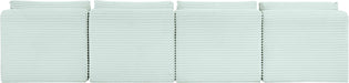 Meridian Furniture - Shaggy 124" Mint Corduroy Performance Fabric Upholstered 4 pc. Armless Sofa - 641Mint-S124 - GreatFurnitureDeal