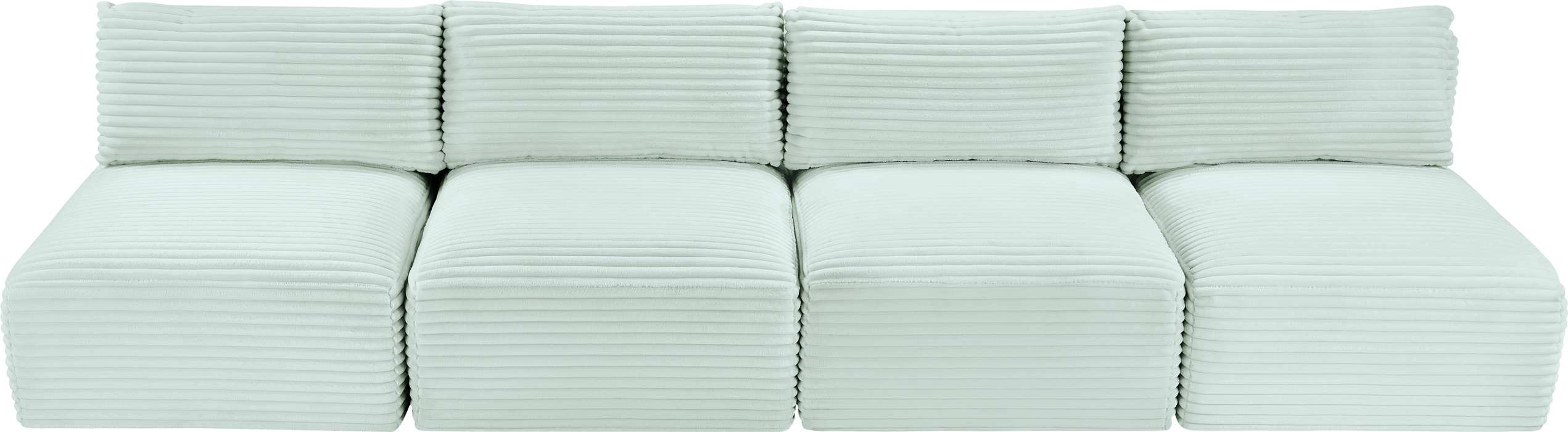 Meridian Furniture - Shaggy 124" Mint Corduroy Performance Fabric Upholstered 4 pc. Armless Sofa - 641Mint-S124 - GreatFurnitureDeal