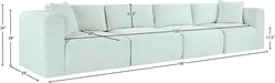 Meridian Furniture - Shaggy 140" Mint Corduroy Performance Fabric Upholstered 4 pc. Sofa - 641Mint-S140 - GreatFurnitureDeal