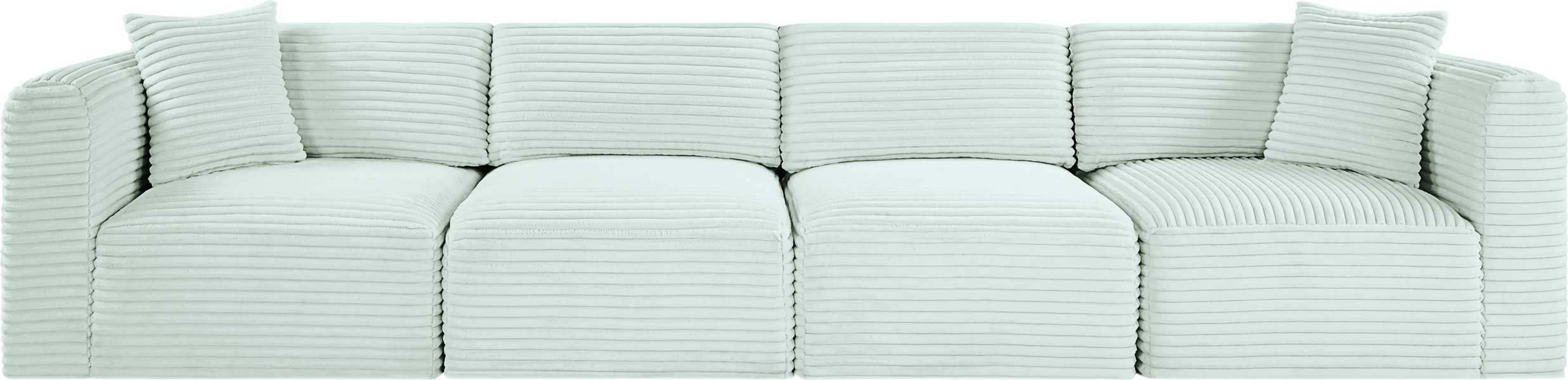 Meridian Furniture - Shaggy 140" Mint Corduroy Performance Fabric Upholstered 4 pc. Sofa - 641Mint-S140 - GreatFurnitureDeal