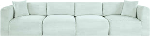 Meridian Furniture - Shaggy 140" Mint Corduroy Performance Fabric Upholstered 4 pc. Sofa - 641Mint-S140 - GreatFurnitureDeal