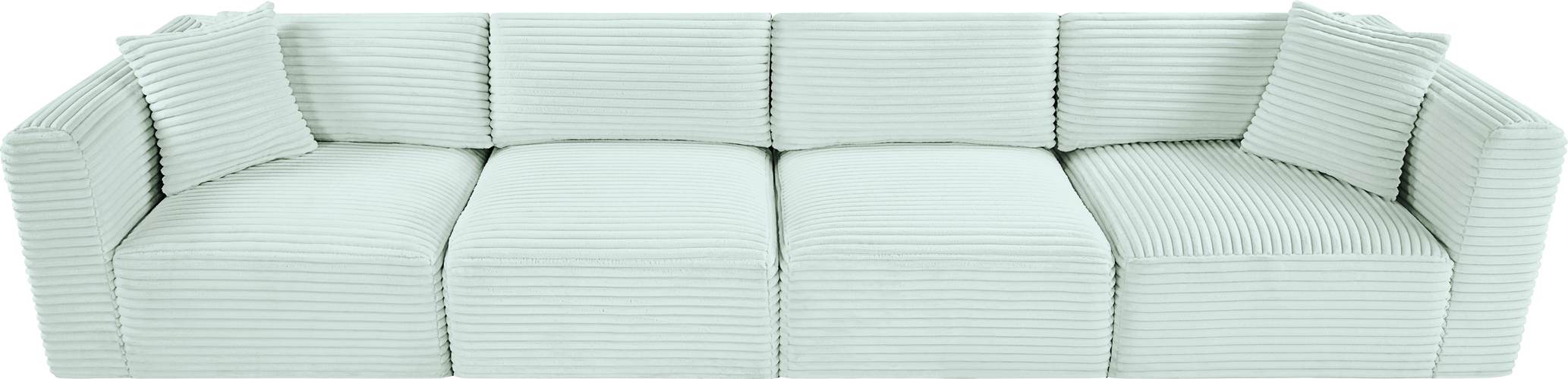 Meridian Furniture - Shaggy 140" Mint Corduroy Performance Fabric Upholstered 4 pc. Sofa - 641Mint-S140 - GreatFurnitureDeal