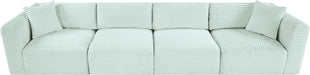 Meridian Furniture - Shaggy 140" Mint Corduroy Performance Fabric Upholstered 4 pc. Sofa - 641Mint-S140 - GreatFurnitureDeal