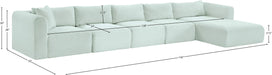 Meridian Furniture - Shaggy 176" Mint Corduroy Performance Fabric Upholstered 5 pc. Sectional - 641Mint-Sec5G - GreatFurnitureDeal