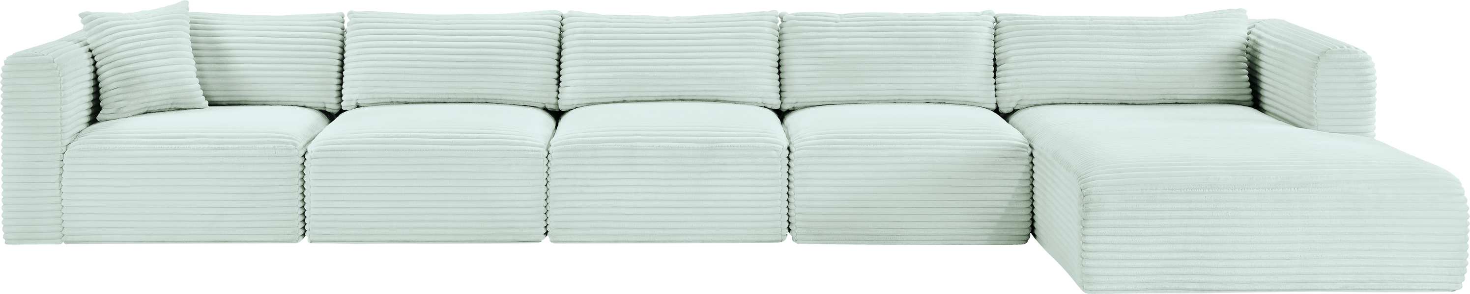Meridian Furniture - Shaggy 176" Mint Corduroy Performance Fabric Upholstered 5 pc. Sectional - 641Mint-Sec5G - GreatFurnitureDeal
