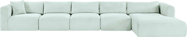 Meridian Furniture - Shaggy 176" Mint Corduroy Performance Fabric Upholstered 5 pc. Sectional - 641Mint-Sec5G - GreatFurnitureDeal