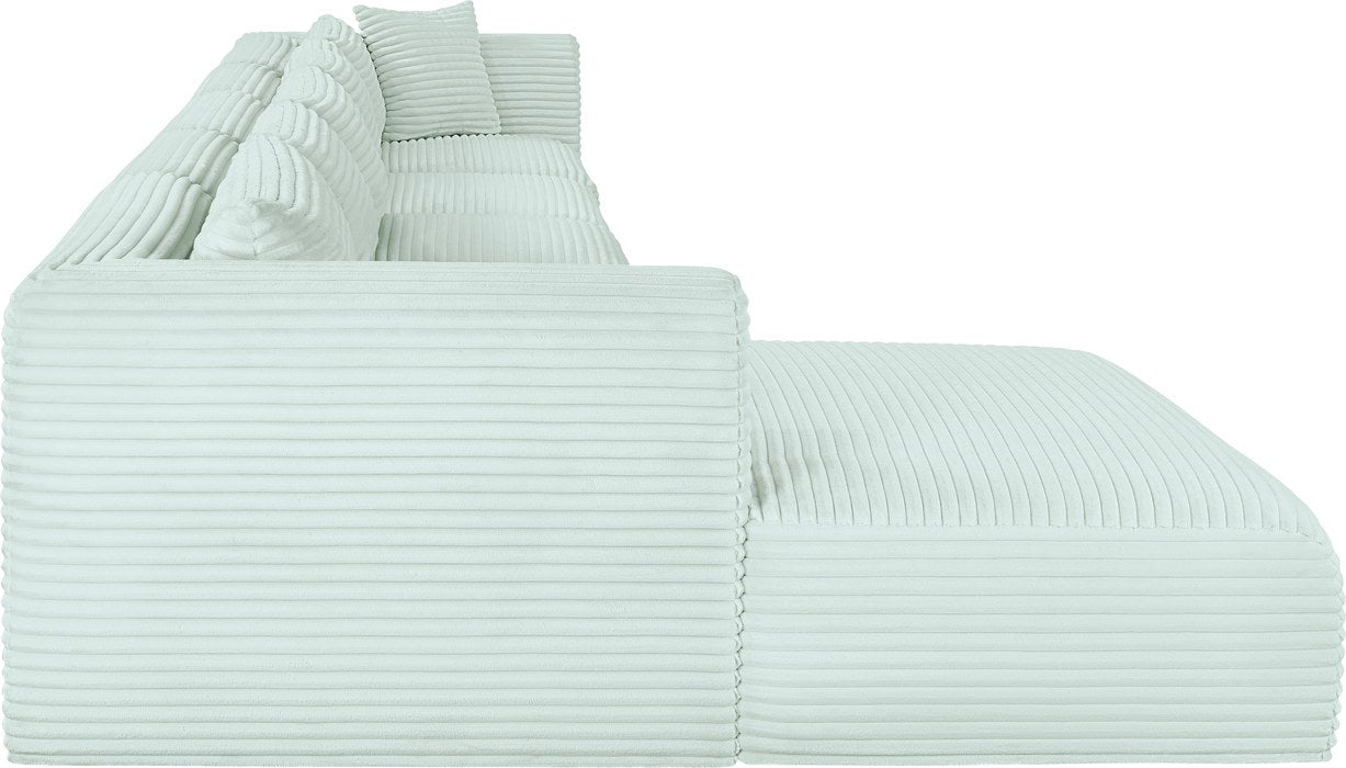 Meridian Furniture - Shaggy 176" Mint Corduroy Performance Fabric Upholstered 5 pc. Sectional - 641Mint-Sec5G - GreatFurnitureDeal