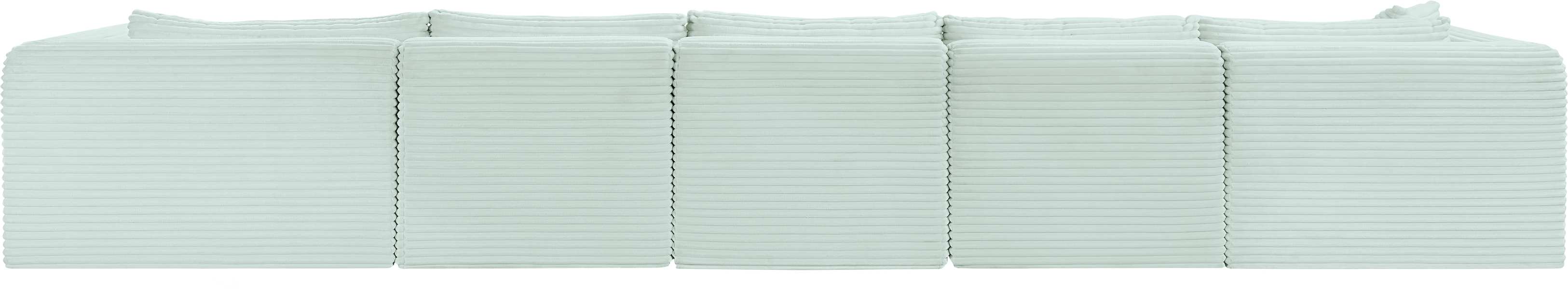 Meridian Furniture - Shaggy 176" Mint Corduroy Performance Fabric Upholstered 5 pc. Sectional - 641Mint-Sec5G - GreatFurnitureDeal