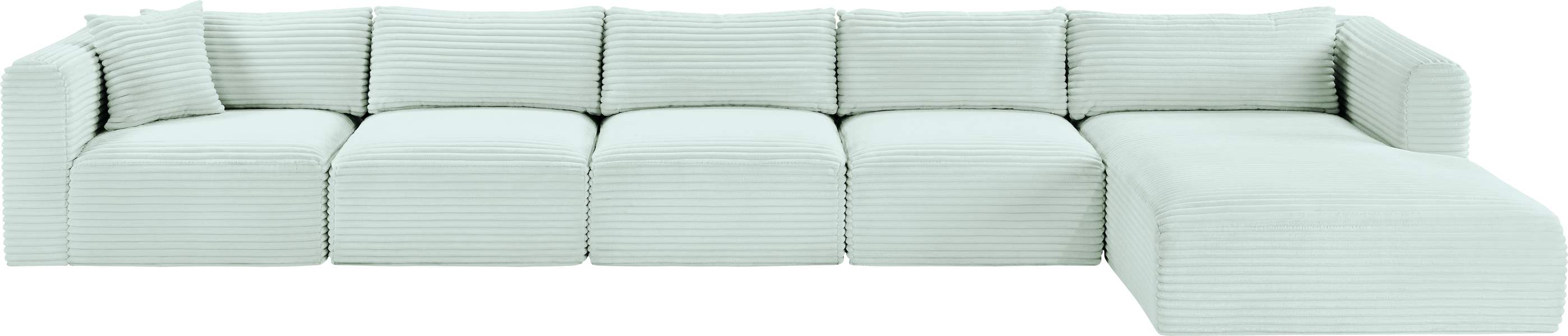 Meridian Furniture - Shaggy 176" Mint Corduroy Performance Fabric Upholstered 5 pc. Sectional - 641Mint-Sec5G - GreatFurnitureDeal