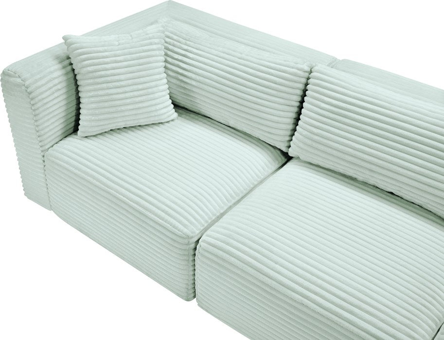 Meridian Furniture - Shaggy 176" Mint Corduroy Performance Fabric Upholstered 5 pc. Sectional - 641Mint-Sec5G - GreatFurnitureDeal