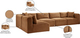 Meridian Furniture - Shaggy 140" Saddle Corduroy Performance Fabric Upholstered 5 pc. Sectional - 641Saddle-Sec5B - GreatFurnitureDeal