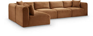 Meridian Furniture - Shaggy 140" Saddle Corduroy Performance Fabric Upholstered 5 pc. Sectional - 641Saddle-Sec5B - GreatFurnitureDeal