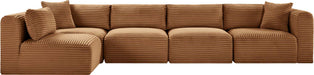 Meridian Furniture - Shaggy 140" Saddle Corduroy Performance Fabric Upholstered 5 pc. Sectional - 641Saddle-Sec5B - GreatFurnitureDeal