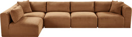 Meridian Furniture - Shaggy 140" Saddle Corduroy Performance Fabric Upholstered 5 pc. Sectional - 641Saddle-Sec5B - GreatFurnitureDeal
