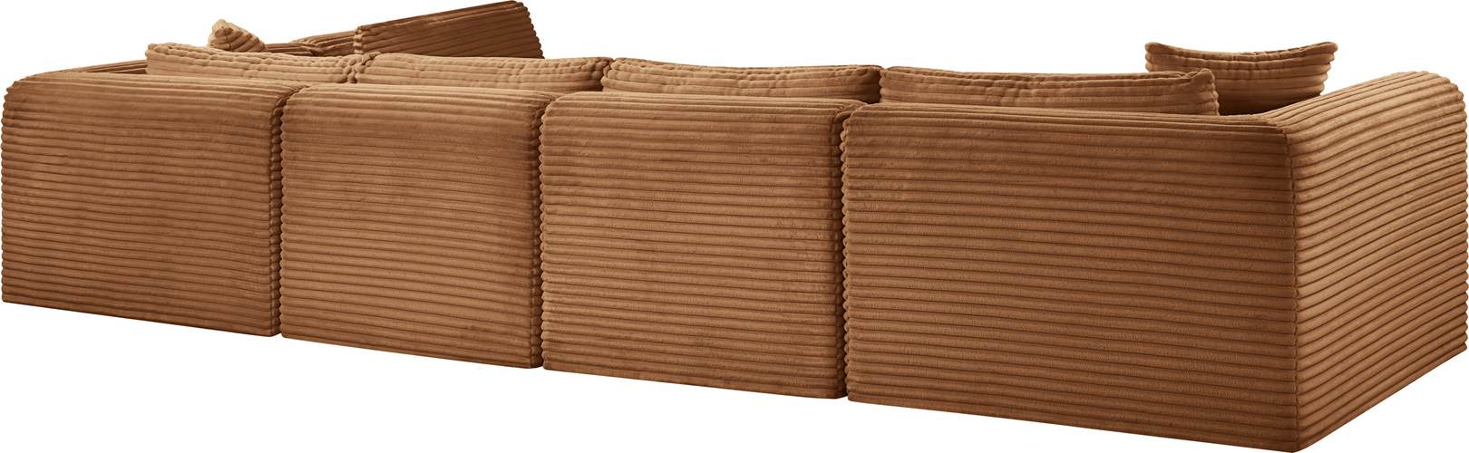 Meridian Furniture - Shaggy 140" Saddle Corduroy Performance Fabric Upholstered 5 pc. Sectional - 641Saddle-Sec5B - GreatFurnitureDeal